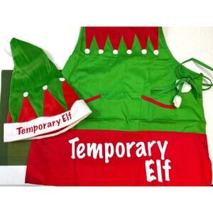 Russ Berrie Temporary Elf Holiday Adult Apron & Hat Gift Set NEW In Package